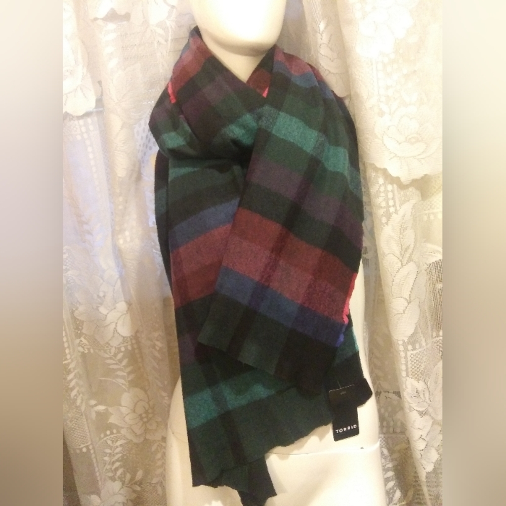 NWT Torrid Multi Color Plaid Blanket Scarf